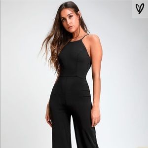 NWT ANIYAH BLACK WIDE-LEG HALTER JUMPSUIT